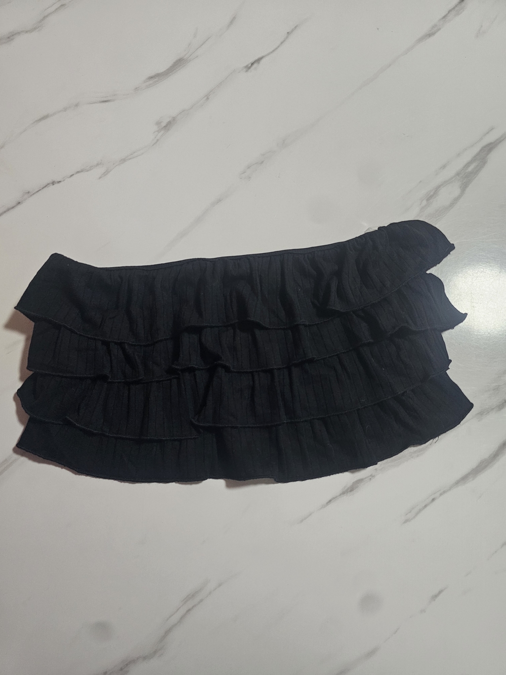 Heart & Hips Black Ruffled Layered Tube Top Size Small Y2K Festival